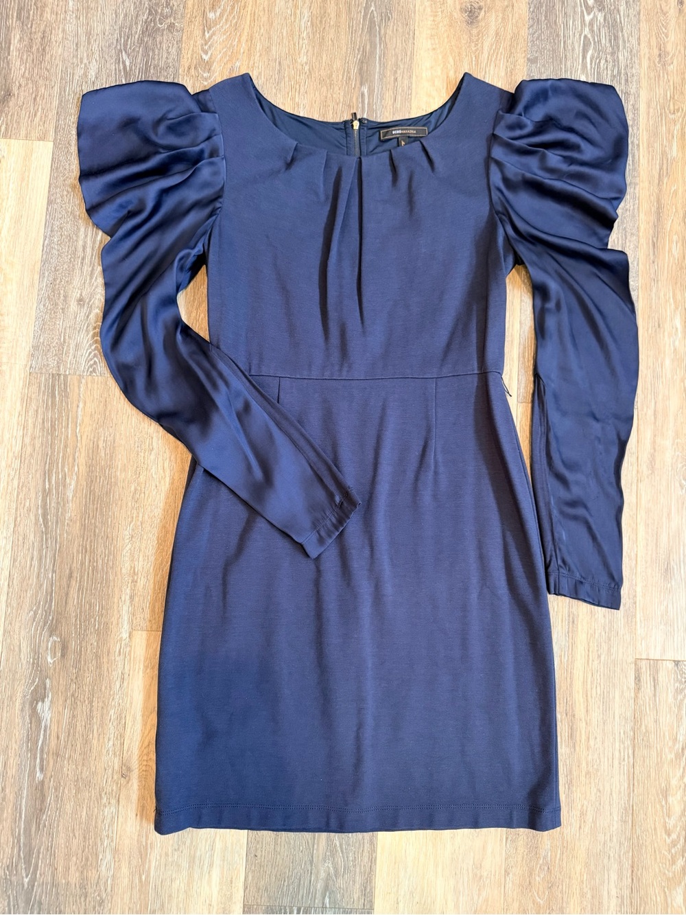 BCBGMAXAZRIA Navy Puff Sleeve Mini Dress Size 12
